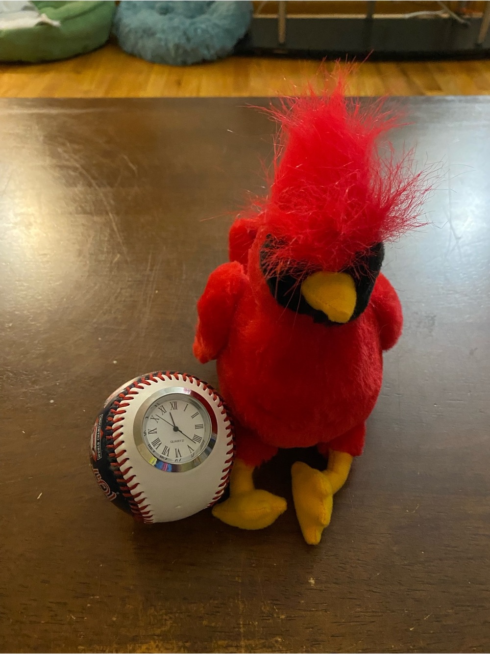 Red Plush Cardinal Small Pet Toy with Yellow Beak and Feet